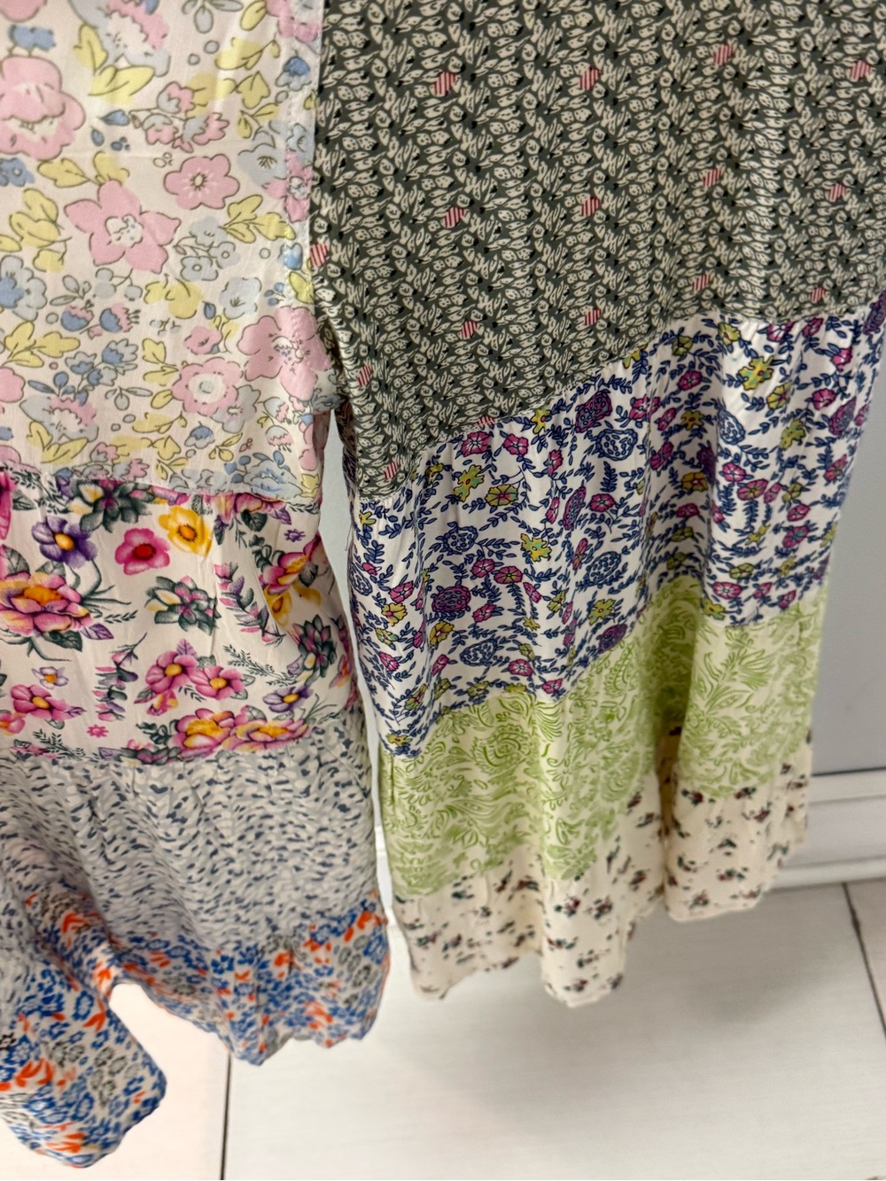 Blue Sky Patchwork Maxi Skirt - Blue, Pink, Green, Cream - Picture 4 of 4